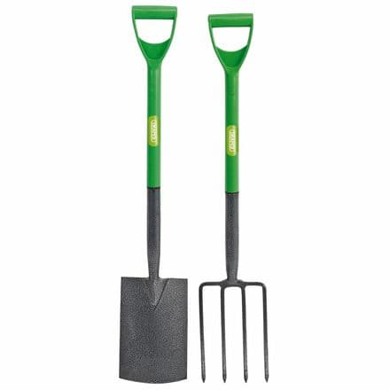 Draper Carbon Steel Green Garden Fork & Spade Set