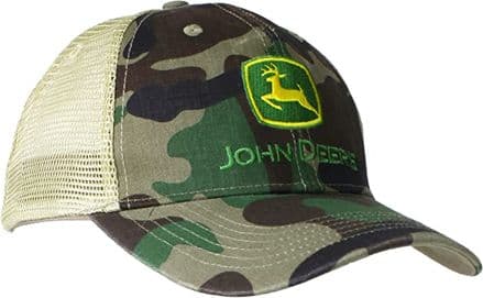 John Deere Embroidered Logo Mesh Back Baseball Hat - One Size - Men's - Camo